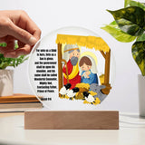 Light Up Your Holiday Spirit: Artistic Acrylic Nativity Scene with LED Colors and Inspirational Verse. Acrylic/Square ShineOn Fulfillment 