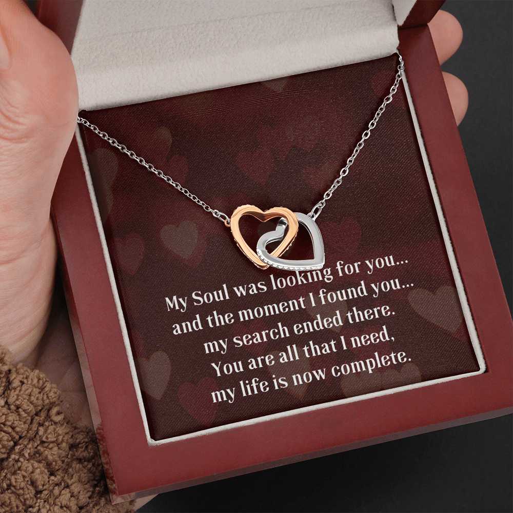 My Soul was looking for you... Interlocking hearts Necklace Jewelry ShineOn Fulfillment Mahogany Style Luxury Box 