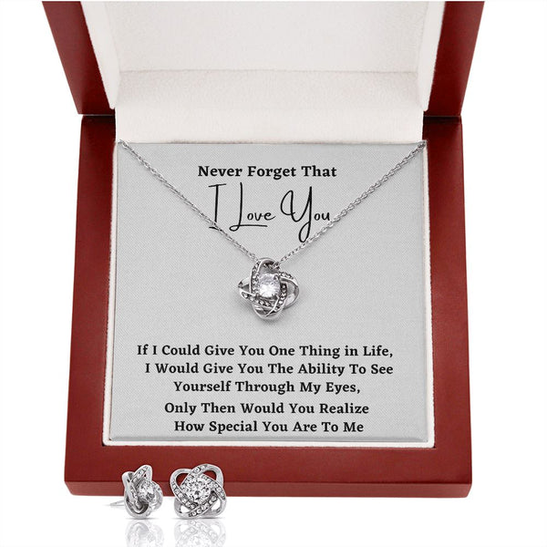 Never forget that I LOVE YOU - Love Knot Earring & Necklace Set! Jewelry ShineOn Fulfillment 