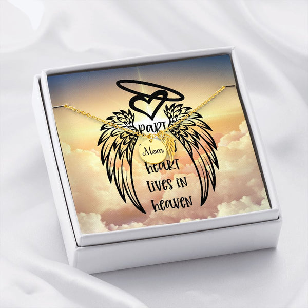 Part of my Heart lives in Heaven - Remembrance Necklace "Mom" Jewelry ShineOn Fulfillment 18k Yellow Gold Finish Standard Box 