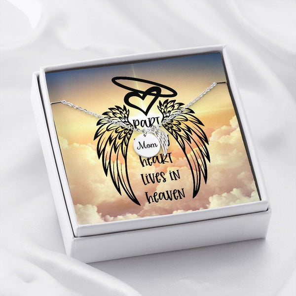 Part of my Heart lives in Heaven - Remembrance Necklace "Mom" Jewelry ShineOn Fulfillment Polished Stainless Steel Standard Box 