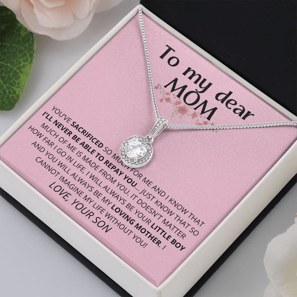 Pink- To My Dear Mom | I Can't Imagine My Life Without You | From Son to Mother Necklace Jewelry ShineOn Fulfillment 