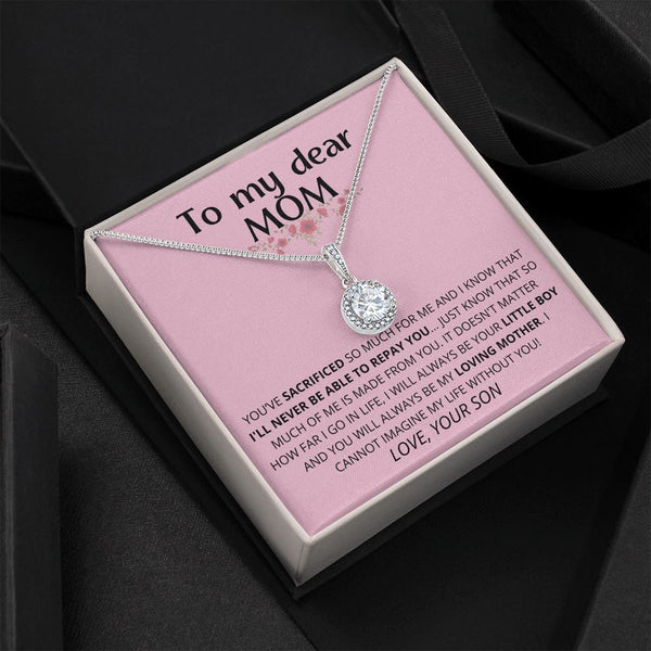 Pink- To My Dear Mom | I Can't Imagine My Life Without You | From Son to Mother Necklace Jewelry ShineOn Fulfillment Standard Box 