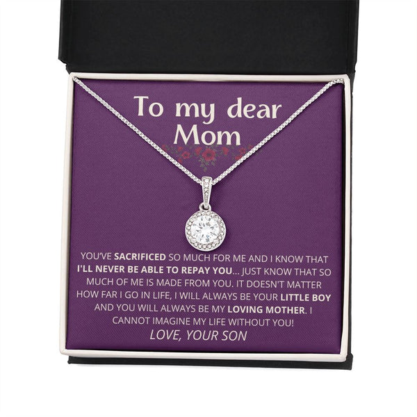 purple - To My Dear Mom | I Can't Imagine My Life Without You | From Son to Mother Necklace Jewelry ShineOn Fulfillment 
