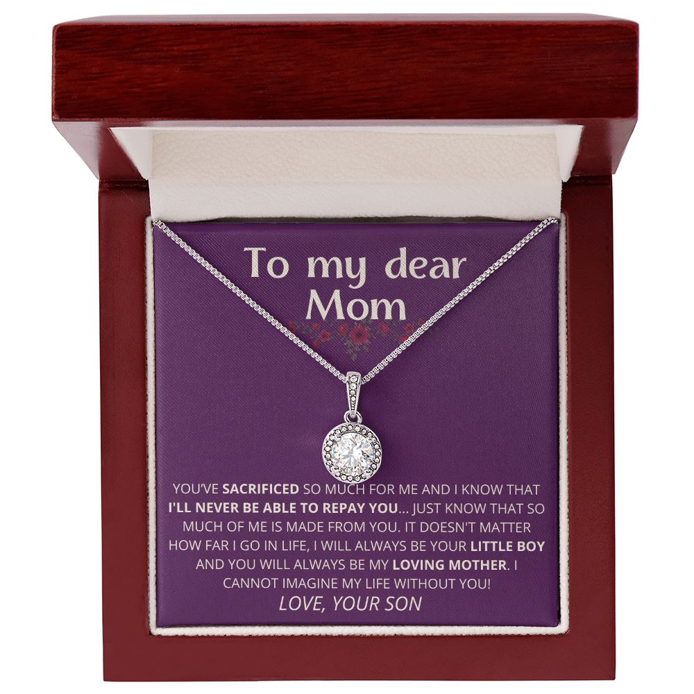 purple - To My Dear Mom | I Can't Imagine My Life Without You | From Son to Mother Necklace Jewelry ShineOn Fulfillment 
