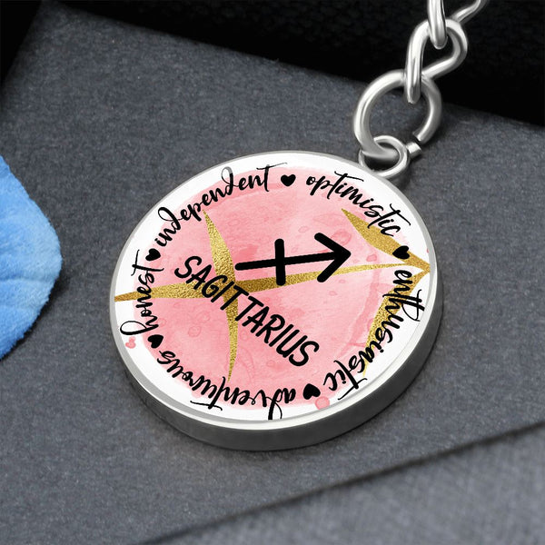 Sagittarius: Optimistic, enthusiastic, adventurous, honest, independent - Graphic Circle Keychain Jewelry ShineOn Fulfillment 