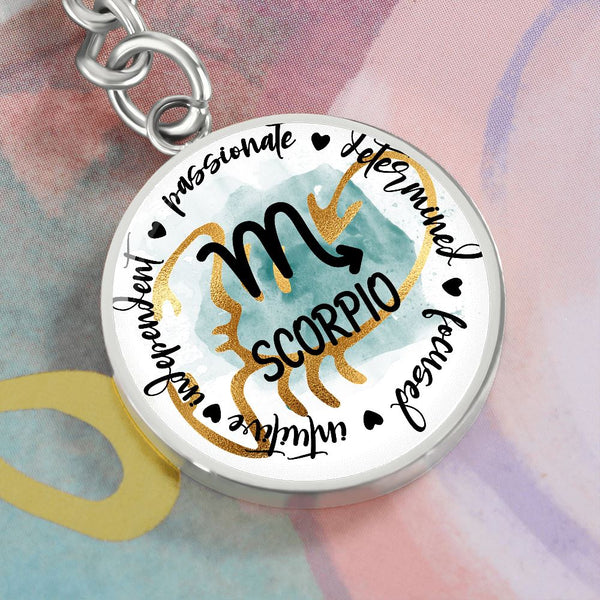 SCORPIO: Passionate, determined, focused, intuitive, independent - Graphic Circle Keychain Jewelry ShineOn Fulfillment 