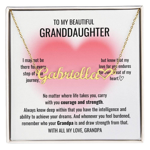 The Perfect Gift for Your Beloved Granddaughter - Personalized Heart Name Necklace Jewelry ShineOn Fulfillment 18k Yellow Gold Finish Standard Box 