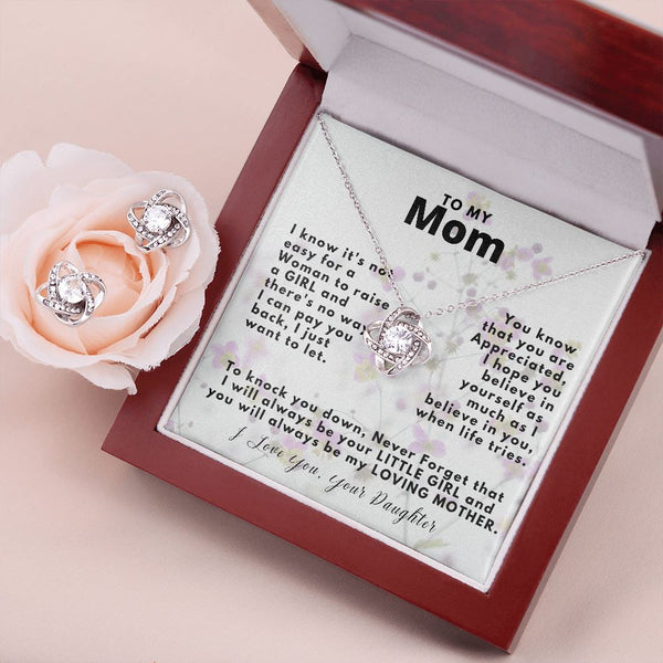 This is the perfect gift for mom - Love Knot Earring & Necklace Set Jewelry ShineOn Fulfillment Mahogany Style Luxury Box 