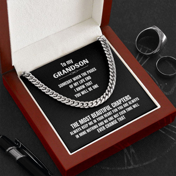 To m y Grandson - Someday when the pages of my life end... - Cuban Link Chain Necklace Jewelry ShineOn Fulfillment 