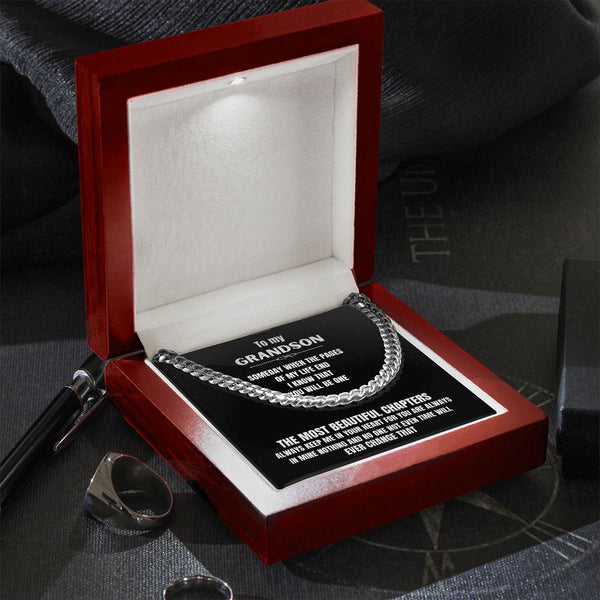 To m y Grandson - Someday when the pages of my life end... - Cuban Link Chain Necklace Jewelry ShineOn Fulfillment