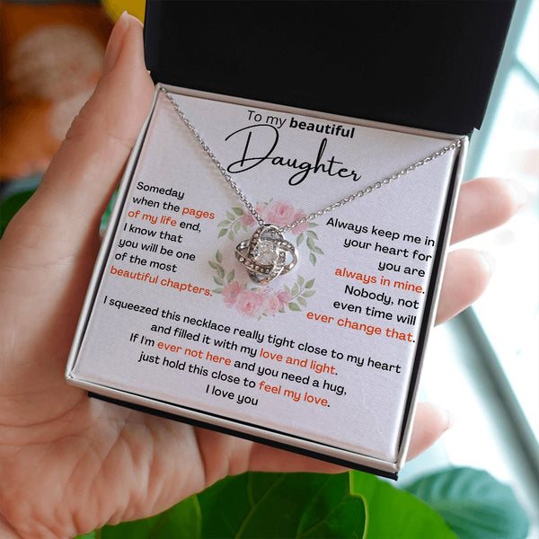 To My Beautiful Daughter - the most beautiful chapters- Love Knot Necklace Jewelry ShineOn Fulfillment 