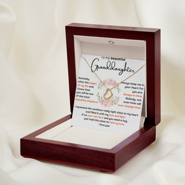 To My Beautiful Granddaughter - the most beautiful chapters- Beautiful Delicate Heart Necklace Gift Jewelry ShineOn Fulfillment 18k Yellow Gold Finish Luxury Box 