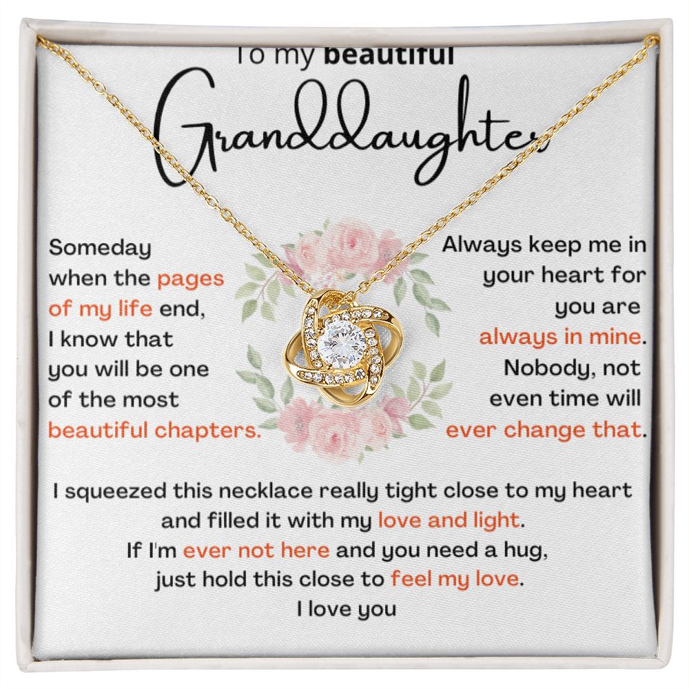 To My Beautiful Granddaughter - the most beautiful chapters- Love Knot Necklace Jewelry ShineOn Fulfillment 