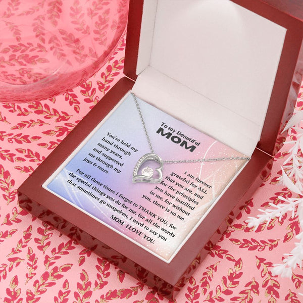 To my Beautiful Mom - Forever Love Necklace Jewelry ShineOn Fulfillment 14k White Gold Finish Luxury Box 