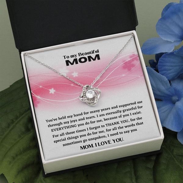 To my beautiful Mom, I love you - The Love Knot Necklace Jewelry ShineOn Fulfillment Two Toned Box 