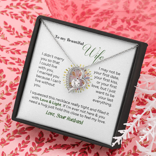 To my Beautiful Wife - Forever Love Necklace Jewelry ShineOn Fulfillment 14k White Gold Finish Standard Box 