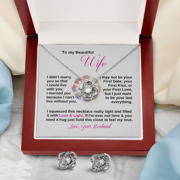 To my Beautiful Wife - Love Knot Earring & Necklace Set Jewelry ShineOn Fulfillment 