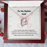 To My Better Half - Forever Love Necklace - Jewelry ShineOn Fulfillment 14k White Gold Finish Luxury Box/Mahogany Led light 