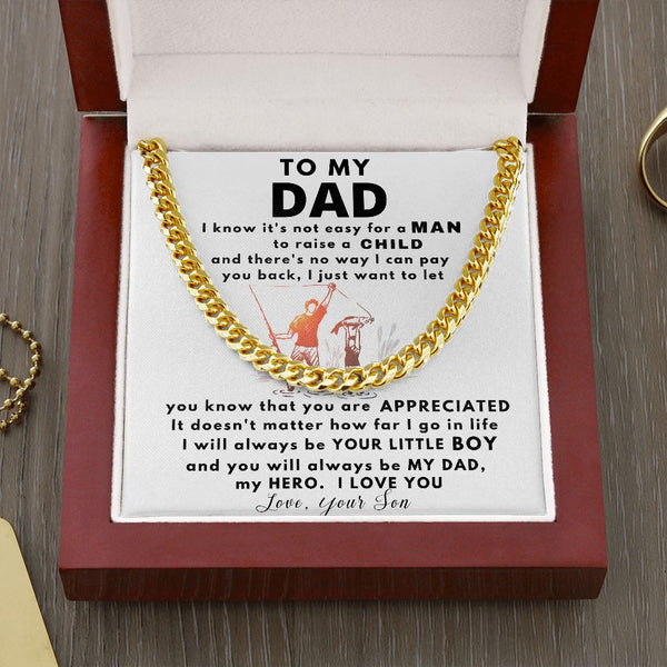 To my DAD, love your Son - Cuban Link Chain Necklace Jewelry ShineOn Fulfillment Cuban Link Chain (14K Gold Over Stainless Steel) 