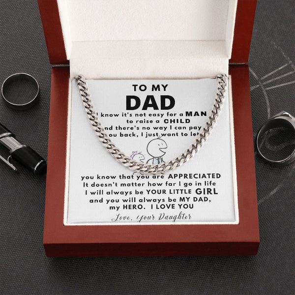 To my DAD, my Hero - Cuban Link Chain Necklace Jewelry ShineOn Fulfillment Cuban Link Chain (Stainless Steel) 