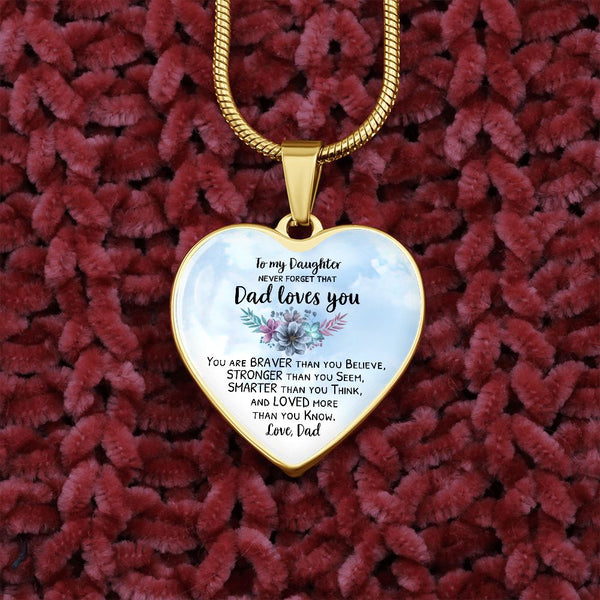To my Daughter - Dad loves you - Luxury Heart Necklace Jewelry ShineOn Fulfillment Luxury Necklace (Gold) No 