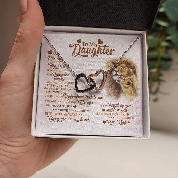 To My Daughter - Interlocked Heart - Love Dad Jewelry ShineOn Fulfillment Standard Box 