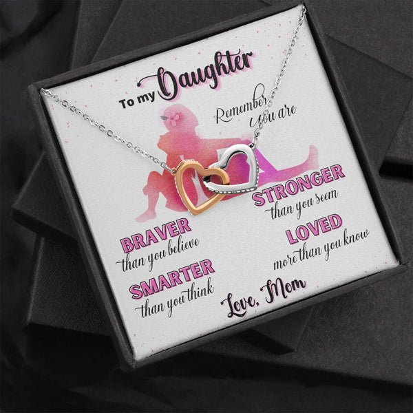 To my Daughter, Remember you are... - Interlocked Hearts Necklace Jewelry ShineOn Fulfillment