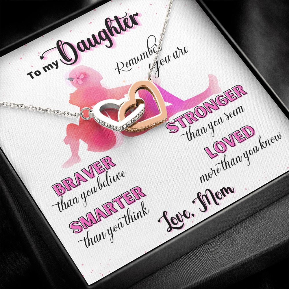 To my Daughter, Remember you are... - Interlocked Hearts Necklace Jewelry ShineOn Fulfillment 