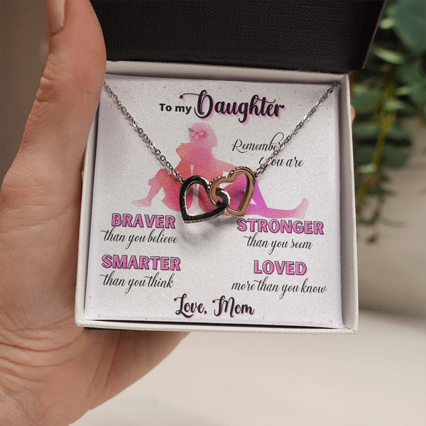 To my Daughter, Remember you are... - Interlocked Hearts Necklace Jewelry ShineOn Fulfillment Two Toned Box