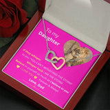 To My Daughter - This Old Lion Will Always Have Your Back - Interlocking hearts Necklace (Pink Card) Jewelry ShineOn Fulfillment 