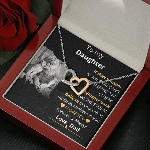To My Daugther - Interlocking hearts Necklace Jewelry ShineOn Fulfillment Mahogany Style Luxury Box 