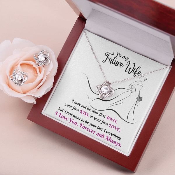 To my Future Wife - Love Knot Earring & Necklace Set! Jewelry ShineOn Fulfillment Mahogany Style Luxury Box 