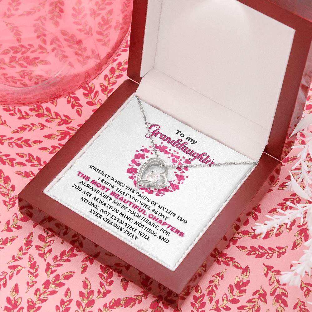 To my Granddaughter - Forever Love Necklace Jewelry ShineOn Fulfillment 14k White Gold Finish Luxury Box 