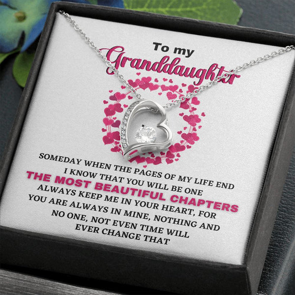 To my Granddaughter - Forever Love Necklace Jewelry ShineOn Fulfillment 14k White Gold Finish Standard Box