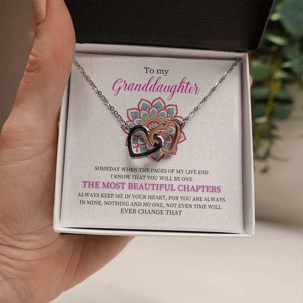 To my Granddaughter - Interlocking hearts Necklace Jewelry ShineOn Fulfillment Two Toned Box
