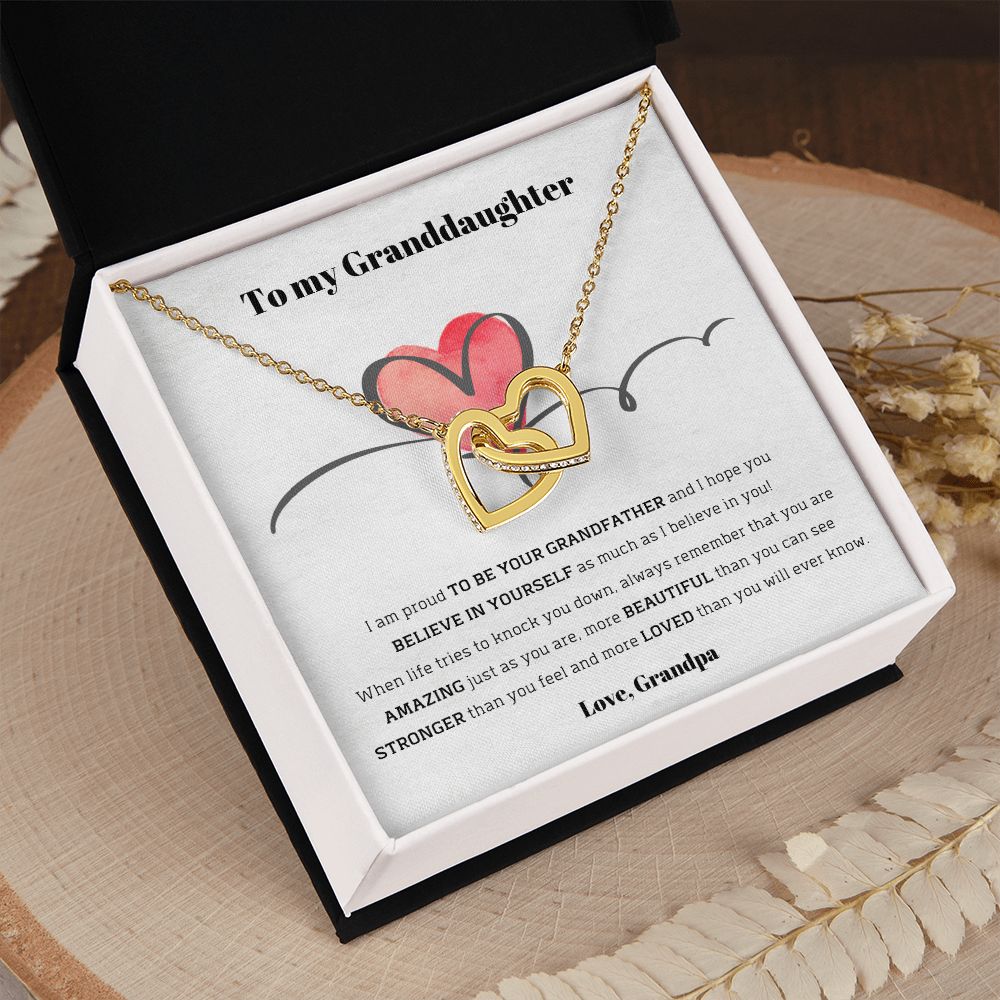 To My Granddaughter, love Grandpa - Interlocking Hearts necklace Jewelry ShineOn Fulfillment 