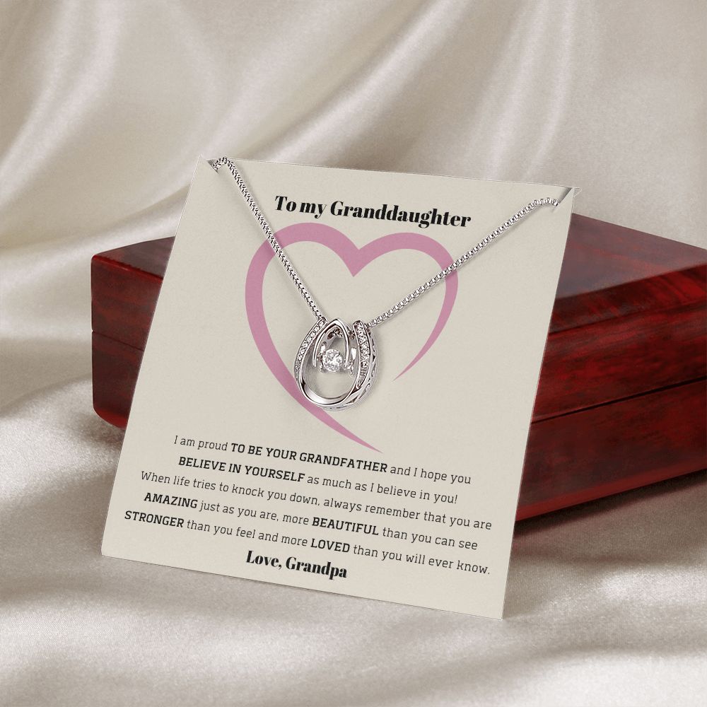 To My Granddaughter, love Grandpa - Lucky in Love Necklace Jewelry ShineOn Fulfillment