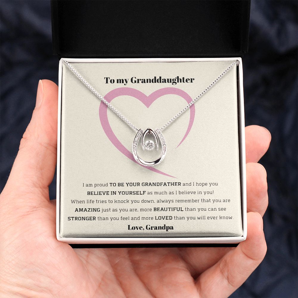 To My Granddaughter, love Grandpa - Lucky in Love Necklace Jewelry ShineOn Fulfillment