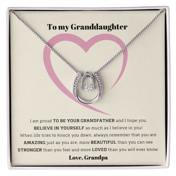 To My Granddaughter, love Grandpa - Lucky in Love Necklace Jewelry ShineOn Fulfillment 