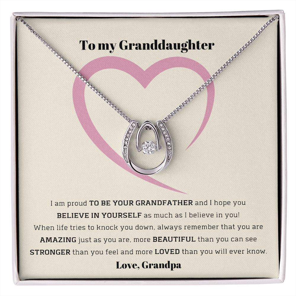 To My Granddaughter, love Grandpa - Lucky in Love Necklace Jewelry ShineOn Fulfillment
