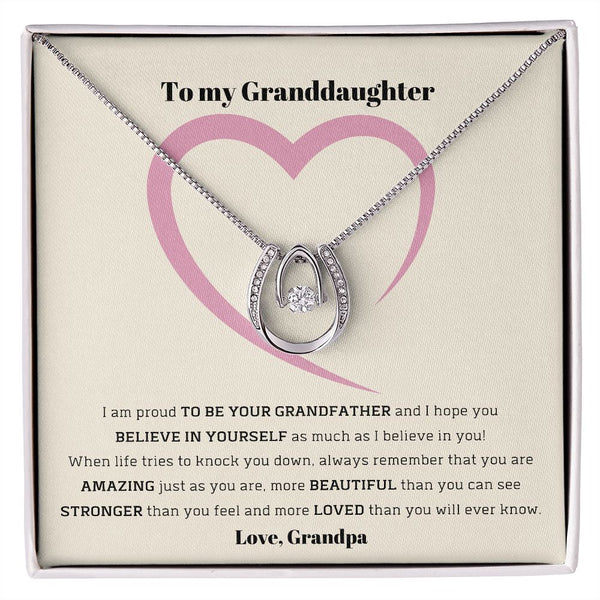 To My Granddaughter, love Grandpa - Lucky in Love Necklace Jewelry ShineOn Fulfillment