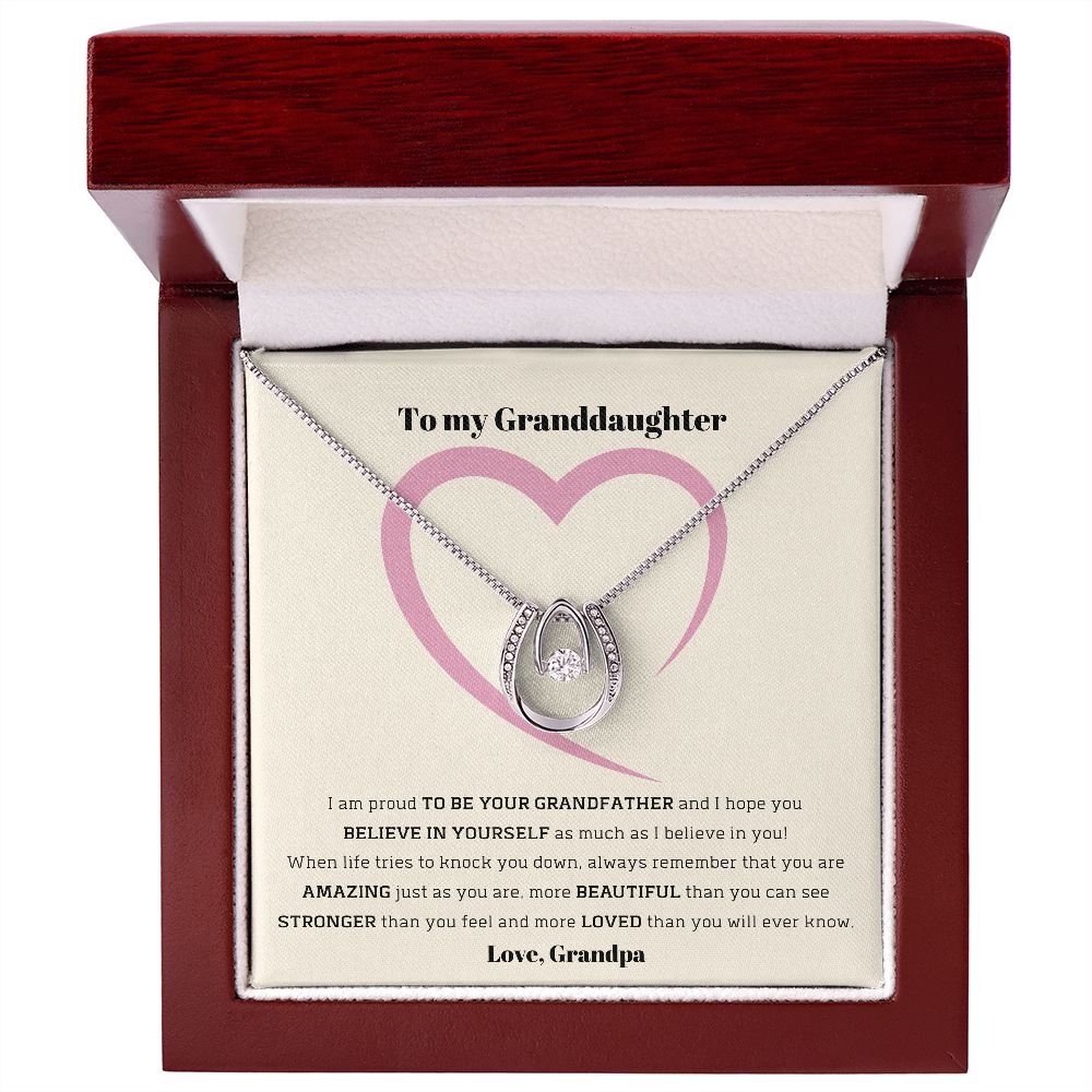 To My Granddaughter, love Grandpa - Lucky in Love Necklace Jewelry ShineOn Fulfillment Luxury Box w/LED