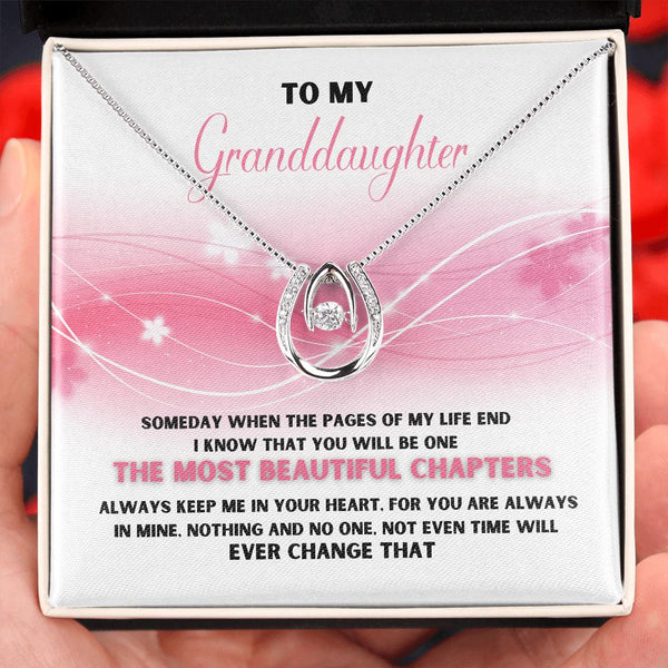 To my Granddaughter - The Most beautiful Chapter - Lucky in Love Necklace Jewelry ShineOn Fulfillment Standard Box 
