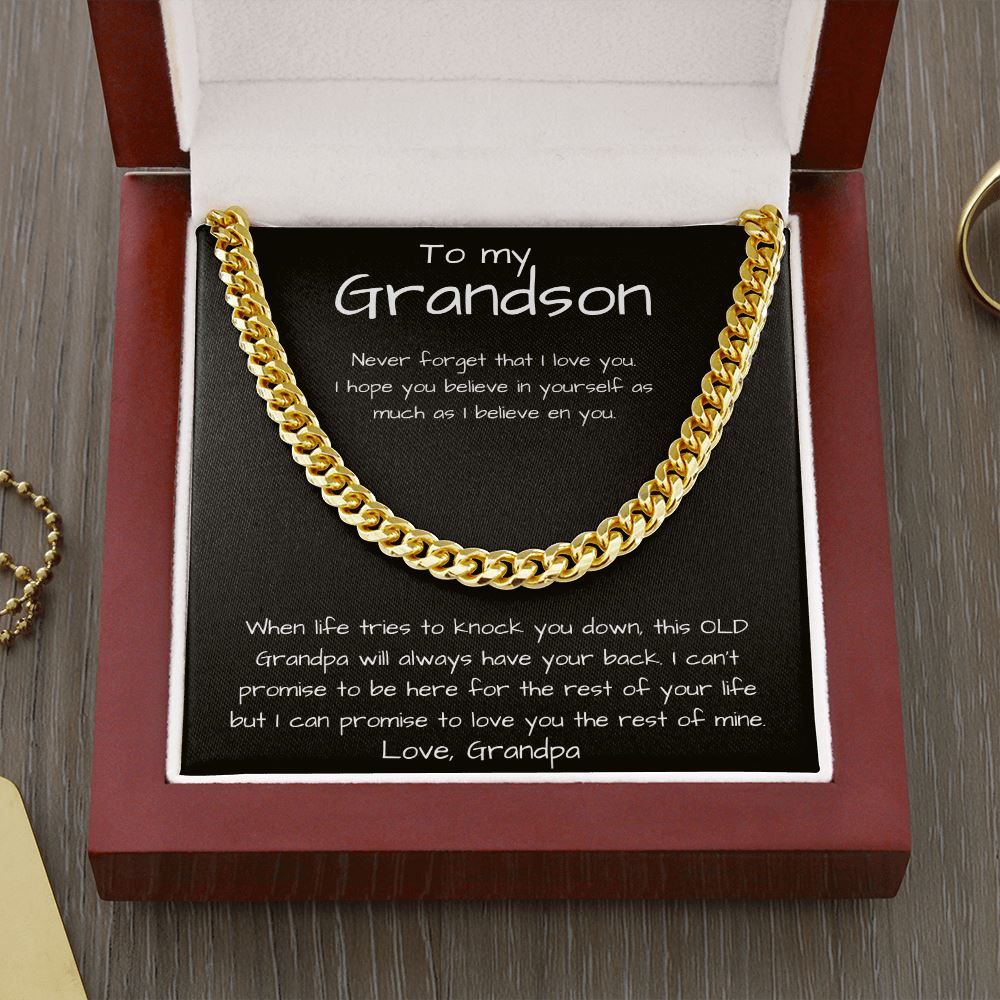 To my Grandson - Cuban Link Chain Necklace Jewelry ShineOn Fulfillment Cuban Link Chain (14K Gold Over Stainless Steel) 