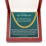 To my Grandson, love Grandma - Cuban Link Chain Necklace Jewelry ShineOn Fulfillment 