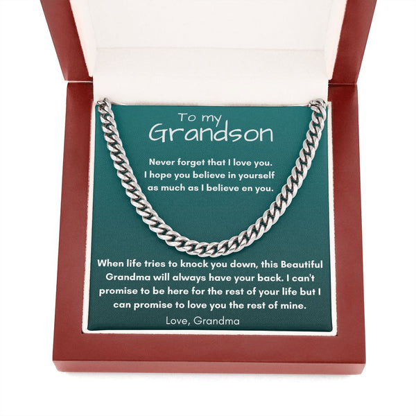 To my Grandson, love Grandma - Cuban Link Chain Necklace Jewelry ShineOn Fulfillment 