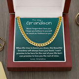 To my Grandson, love Grandma - Cuban Link Chain Necklace Jewelry ShineOn Fulfillment Cuban Link Chain (14K Gold Over Stainless Steel) 