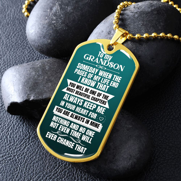 To my GRANDSON - Military Chain (Silver or Gold) Jewelry ShineOn Fulfillment 