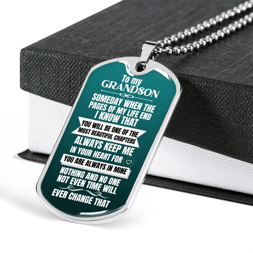 To my GRANDSON - Military Chain (Silver or Gold) Jewelry ShineOn Fulfillment 